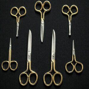 7 Vintage German Gold & Silver Scissors Embroidery Crafting Sewing Tools Shears